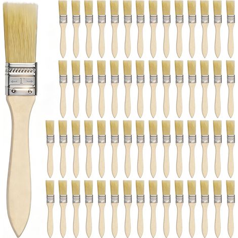 Lot de 58 Pinceaux Peinture 25mm Pinceau Plat avec Manche en Bois pour Peinture Murale Ecailles Silicone Gesso Teintures Vernis Colles Bricolage (1/5)