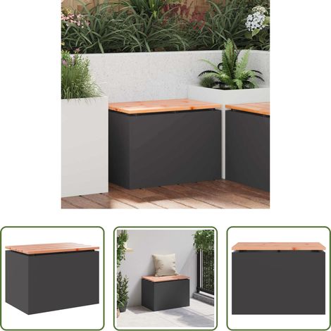 vidaXL Banc en bois - Banc de jardin Noir 60 x 40 x 43 cm (1/5)