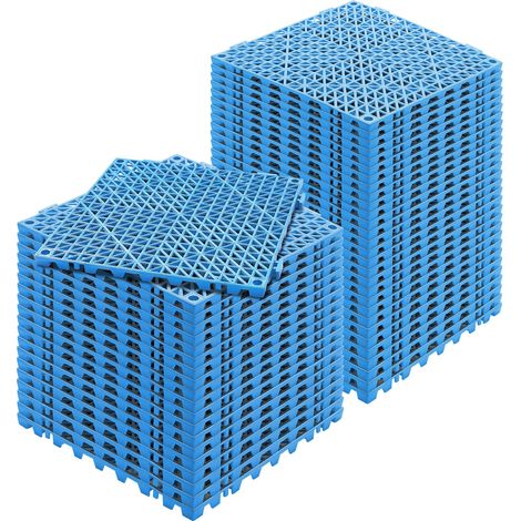 VEVOR Set di 50 Piastrelle per Piscina da Giardino 30 x 30 x 1,5cm, Piastrelle Traforate Blu per Pavimentazione Antiscivolo in PVC a Drenaggio Rapido per Interni & Esterni per Bagno Piscina Giardino