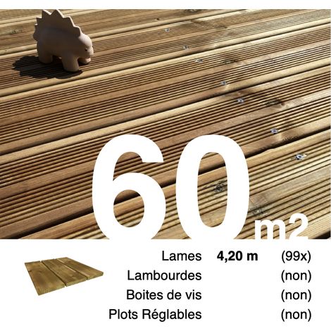 Planches de terrasse Pin autoclave Marron pour 60 m² • Longueur 4,2 m • Livraison gratuite