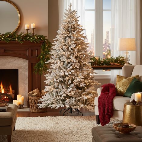 Albero di Natale innevato "Naigel" con Led e bacchetta magica in PE Effetto Real Touch + PVC + Flock -180 cm (1/5)