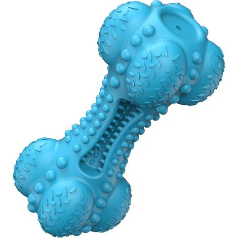 Jouet couineur à mâcher pour chien, os en caoutchouc naturel résistant et durable avec brosse à dents, indestructible pour les mâcheurs agressifs de grande et moyenne race, nettoyage des dents (1/5)