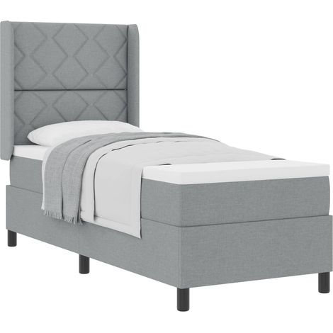 Maison Exclusive - Lit à ressorts avec coussin Gris clair 200 x 80 cm tissu (1/5)