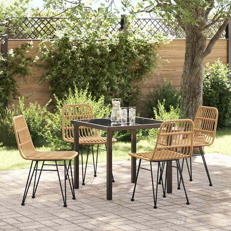 vidaXL Garten Essgruppe 5 pcs Braun Pulverbeschichteter Stahl (1/5)