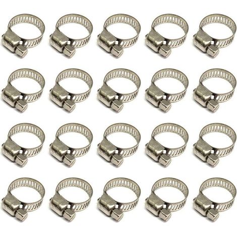 Collier de Serrage Réglable en Acier Inoxydable 304, 20 Pièces pour Tuyaux 12–20 mm, Idéal pour Eau, Gaz, Câbles et Robinets