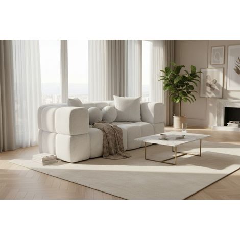 Sofa Designersofa VEGA 3-Sitzer in Stoff Egon Weiß
