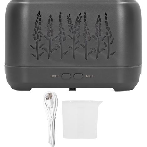 200-ml-USB-Luftbefeuchter mit Ultraschall-Hohlflammenlampe für Aromatherapie, Schwarz (1/5)
