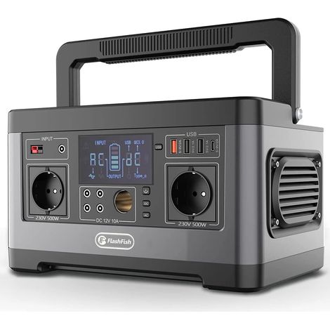 FlashFish 230 V 500 W Solargenerator 520 Wh AC Tragbares Outdoor-Kraftwerk Notfall-Hochleistungsversorgung für Zuhause mit großer Kapazität (1/5)
