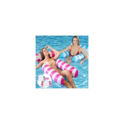 2Pcs Flottant Hamac Gonflable, 4-en-1 Hamac Gonflable Piscine, Flottant de Inclinable Flotteur d'eau avec Pompe à Air Manuelle