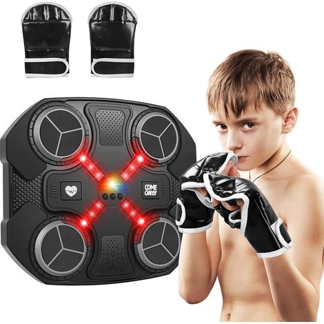Macchina musicale per boxe - giocattolo sportivo - per bambini e adulti - da parete - con Bluetooth - bersaglio per freccette intelligente - con guantoni da boxe - tappetino da allenamento (1/5)