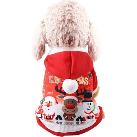 Vêtements de chien à capuche de Noël, manteau à capuche pour chien de Noël, manteau d'automne et d'hiver pour animaux de compagnie de Noël