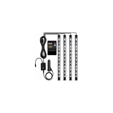 Éclairage intérieur de voiture 12V – Lot de 4 bandes LED RGB 3m – Télécommande – Éclairage étanche pour allume-cigare (1/5)