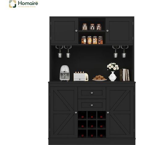 Buffet noir en mdf 120 x 40 x 188 cm HOMAIRE (1/5)