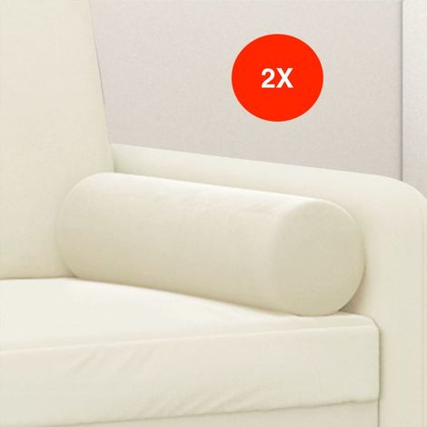 2 Coussins décoratifs : Crème Ø15x50 cm En Velours. Idéal Salon, Sofa et Canapé (1/5)