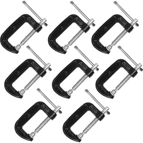 Lot 8 Serre-joints en C 5,1 cm – Acier Robuste – pour Bois, Soudage, Construction (1/5)