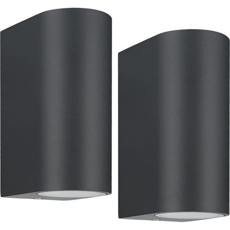Lot de 2 appliques murales d'extérieur, gris anthracite GU10 Up Down, appliques murales d'extérieur électriques, étanches IP44 en aluminium, alimentation secteur pour patio, terrasse, balcon, porche,