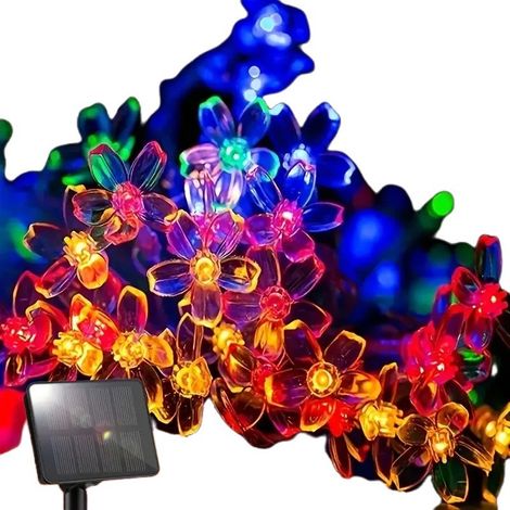 Guirlande lumineuse solaire Sakura Lights 50 LED étanche pour extérieur, jardin, terrasse, Noël, 2 couleurs (1/5)
