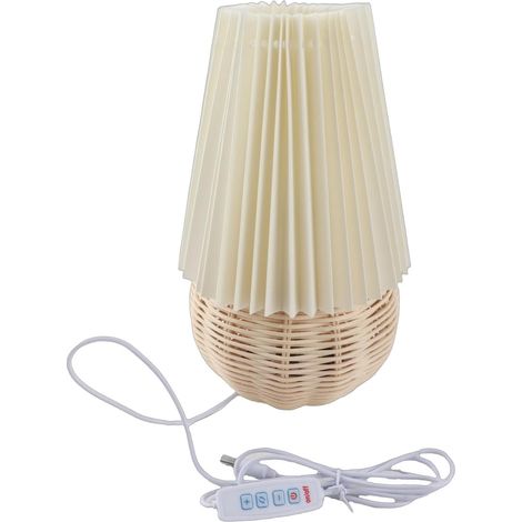 Petite Lampe de Table Plissée en Rotin, Design Vintage, pour (1/4)