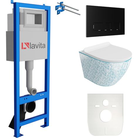 LAVITA WC Set mit Vorwandelement, Wand-WC und Spülknopf (1/5)