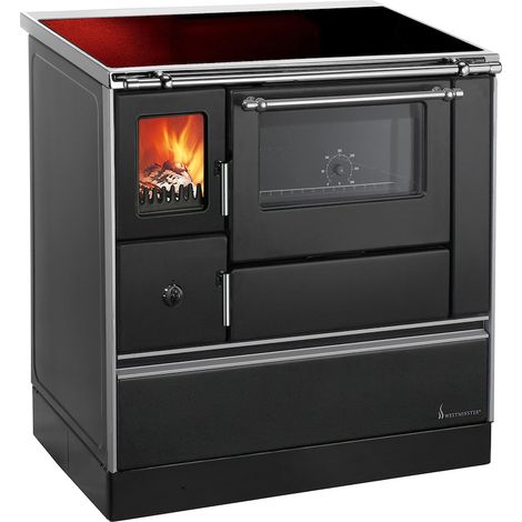 Holzherd K76F-90 Westminster 90cm,Re,Schwarz,Cerankochfeld