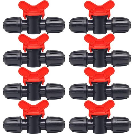 10 Pièces Vanne Commutation d'Irrigation, Irrigation Pipe Valve Switch, Robinet Jardin en Plastique PE, Robinet Barbelé Double Male, pour L'irrigation des Pelouses de Jardin, pour 16mm Tuyau (1/5)