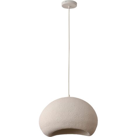 Suspension Design Organique Japandi en Métal Aspect Plâtre Beige Sable 60 cm E27 - PANGIVO (1/2)