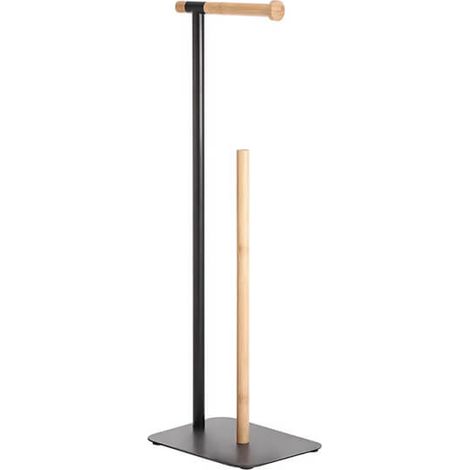 Showerdrape Sonata Black & Bamboo Toilet Roll Holder & Spare Paper Holder Combination (1/3)