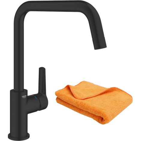 GROHE Start grifo de cocina caño alto negro mate + microfibra (1/5)