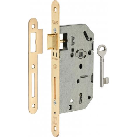 Thirard – Serrure à larder NF type Monomax axe 50 mm – Pêne dormant et demi-tour – Têtière laitonnée 20 x 230 mm – Entraxe 70 mm