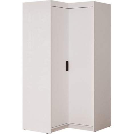 Armario de rincón Novduni 116, Blanco, 191x98x98cm, Puertas de armario: Con bisagras, Número de estantes: 0
