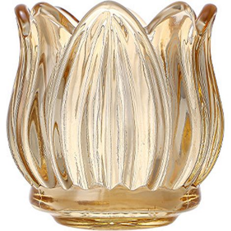 Bougeoir en verre tulipe Style rétro luxe français Cristal décoratif Ambre (1/5)
