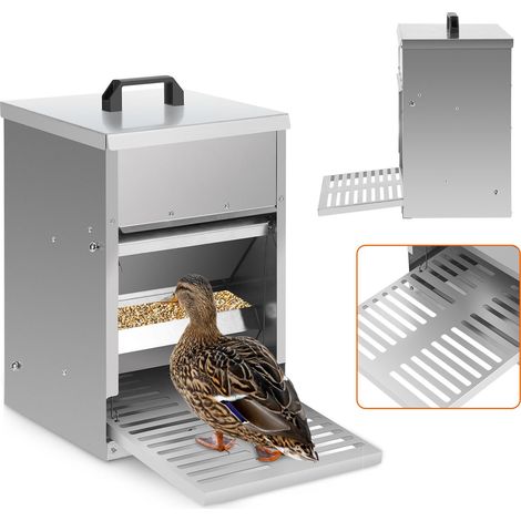 Wolketon Mangeoire poules en acier galvanisé – Distributeur automatique 5KG avec pédale et protection étanche pour poules et autres volailles