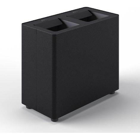 Pattumiera a 2 Scomparti Totale 24 L 48,5x25,5x39 cm con Contenitori Interni in Acciaio Verniciato Nero
