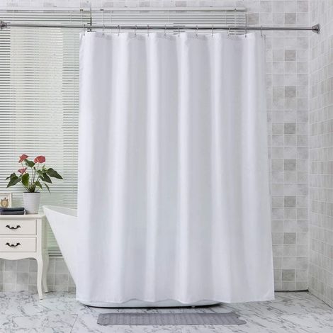 Tenda da doccia antimuffa (bianca), tenda da doccia 180x200 cm, lavabile in lavatrice e impermeabile, incl. 12 anelli di plastica bianchi, 100% poliestere, 180x180 cm, bianco (1/5)