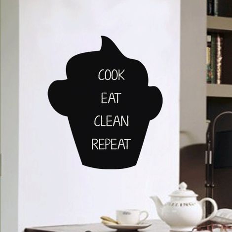 Sticker ardoise tableau noir - stickers muraux adhésif effaçable - POT DE GLACE - 40x35cm (1/4)