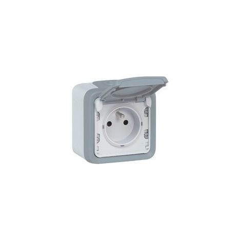 Legrand – Prise de courant 2P+T avec éclisse de protection – Programme Plexo complet – Saillie grise – Intensité 16A