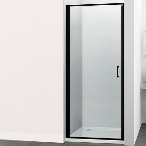 Porta doccia battente swing per box nicchia black profilo nero cristallo 6 mm misure 78-80xh195 cm - confezione 1 (1/3)