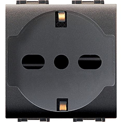 LIFE ART. 4050 PRESA BIPASSO/SCHUKO NERO. Prezzo per 1 pezzo. (1/2)