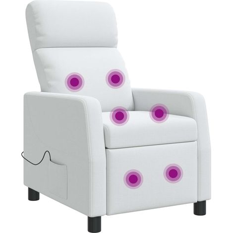 Massage Recliner White Fabric vidaXL (1/5)