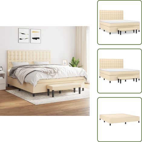 Boxspringbett mit Matratze Creme 180x200 cm Stoff - Boxspringbett - Doppelbett - Cremefarbenes Bett - Betten Mit Stauraum - Federkernmatratze (1/5)