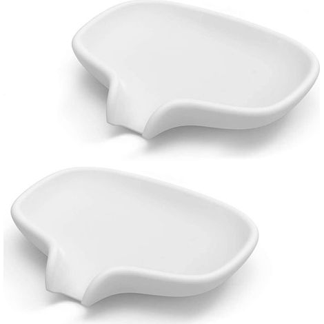 Portasapone in 2 pezzi, piattino portasapone, accessori per il bagno, scatola portasapone, tappetino portasapone, doccia, silicone resistente, bianco, 13 x 9,5 x 2,5 cm (1/5)