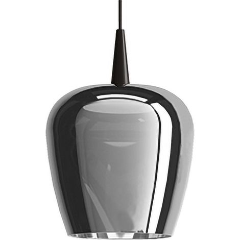Zafferano Lampada a sospensione Bilia 230V LED 8W in vetro borosilicato soffiato a bocca, Nero e Argento, diametro 18 cm, altezza 324 cm, 2700K