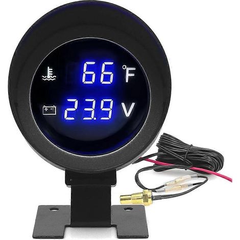 Ensemble de jauges 2 en 1 pour la température de l'eau et la tension - Affichage numérique LED bleu pour véhicules 12V/24V (1/5)