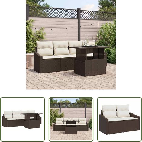Poly Rattan - Garten-Sofa-Set mit Speicher 5 pcs Braun Poly Rattan (1/5)