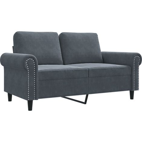 Canapé à 2 places,Sofa pour Salon,Banquette Gris foncé 120 cm Velours CFW253288