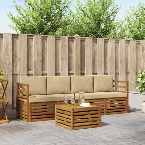 vidaXL Outdoor-Sofagarnitur 5 pcs Natur und Beige Massivholz Akazie (1/5)