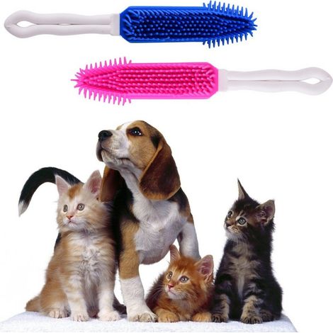 TRADE SHOP - Spazzola Per Cani E Gatti Silicone 27cm 3 Colori Scioglinodi Cura Animali Pelo -