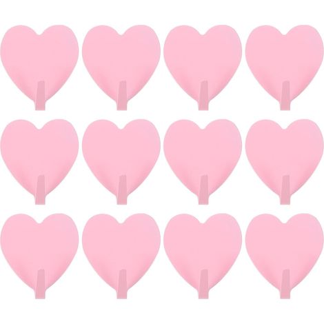 Lot de 12 crochets muraux autocollants en acier inoxydable en forme de cœur, pour serviettes et manteaux, ultra-résistants et sans perçage. (1/5)