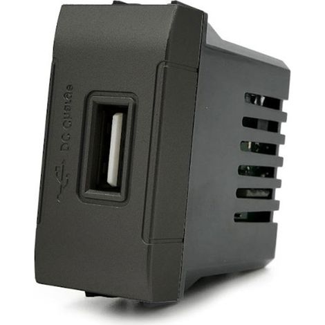 Modulo presa USB da muro per placca cassetta 503 compatibile con living light international air 5V nero (1/3)