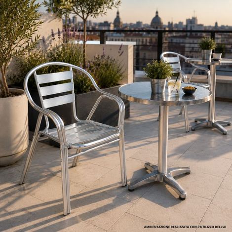 Sedia bar in alluminio Contract con braccioli doppi (1/4)
